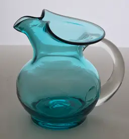Vintage Blue Glass Pitcher
