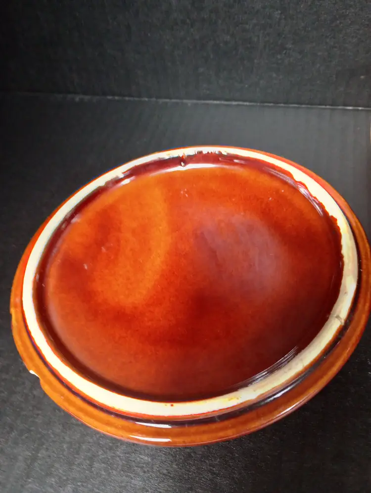 Vintage 1 qt Brown Drip Lidded Hull USA Oven Proof Casserole Dish