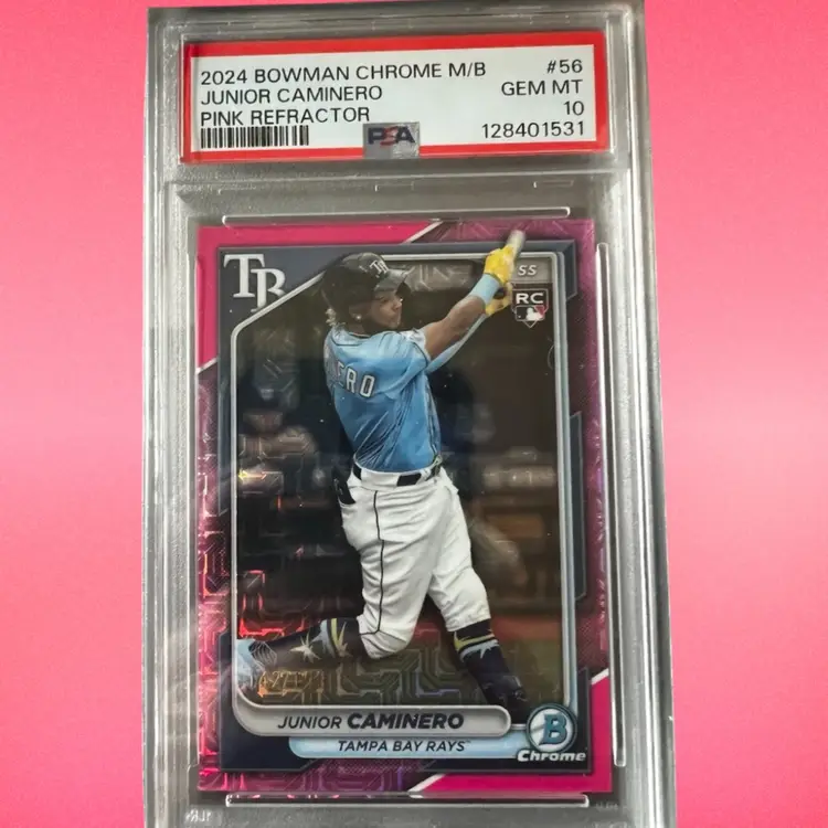 Junior Caminero 142/199 Bowman Chrome Pink Refractor PSA 10
