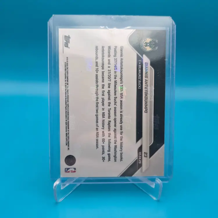 Giannis Antetokounmpo 2025-26 Topps Now Basketball Card Gold Foil 44/50 Milwaukee Bucks