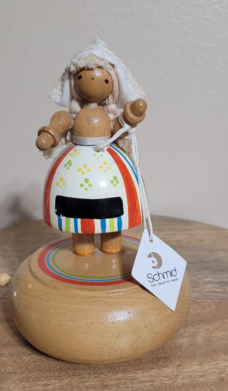 Schmid Rotating Musical Wood Dutch Girl 6" tall