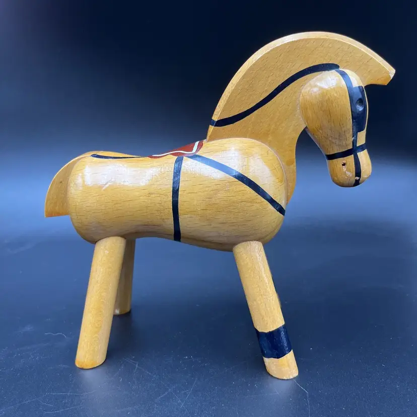 KAY BOJESEN DENMARK WOODEN HORSE PONY W/ HARNESS AND SADDLE EAMES ERA