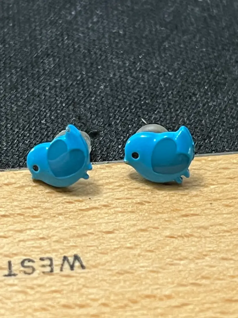 Blue Bird Stud Earrings