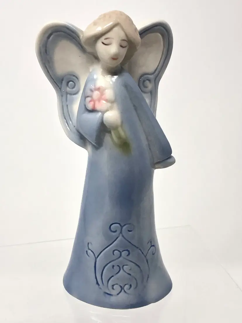 Blue Flower Angel Figurine