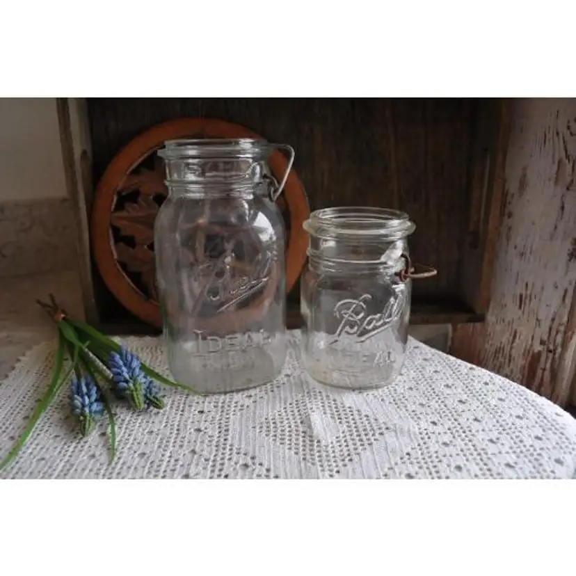 Vintage Ball Ideal Wire Side Jars Without Lids Set of 2