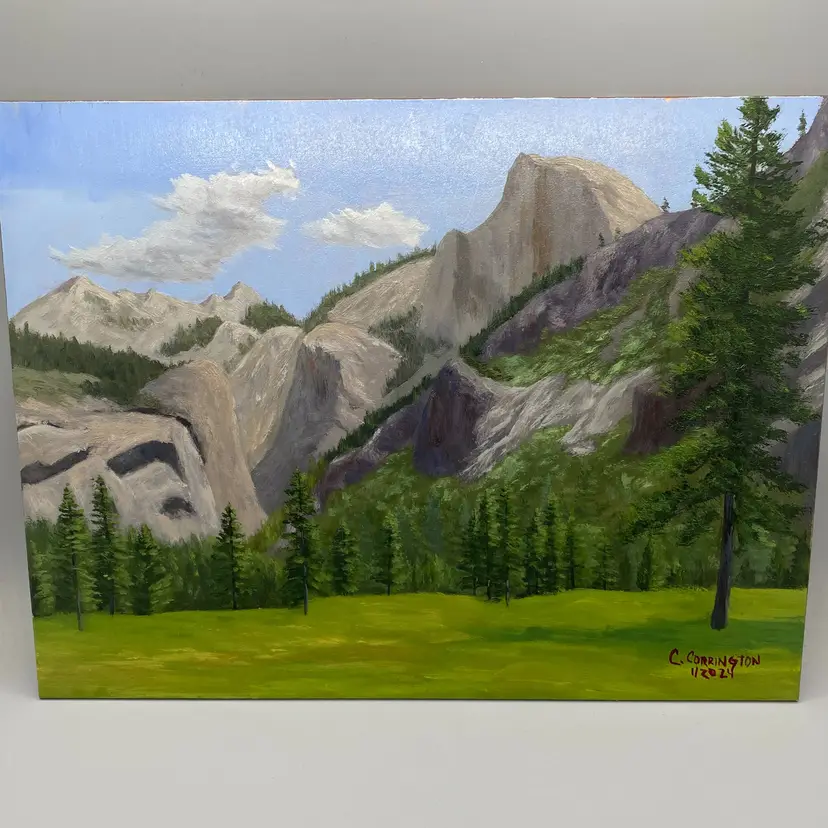 Unframed Original Oil Painting Half Dome from the Valley Yosemite CA 9x12