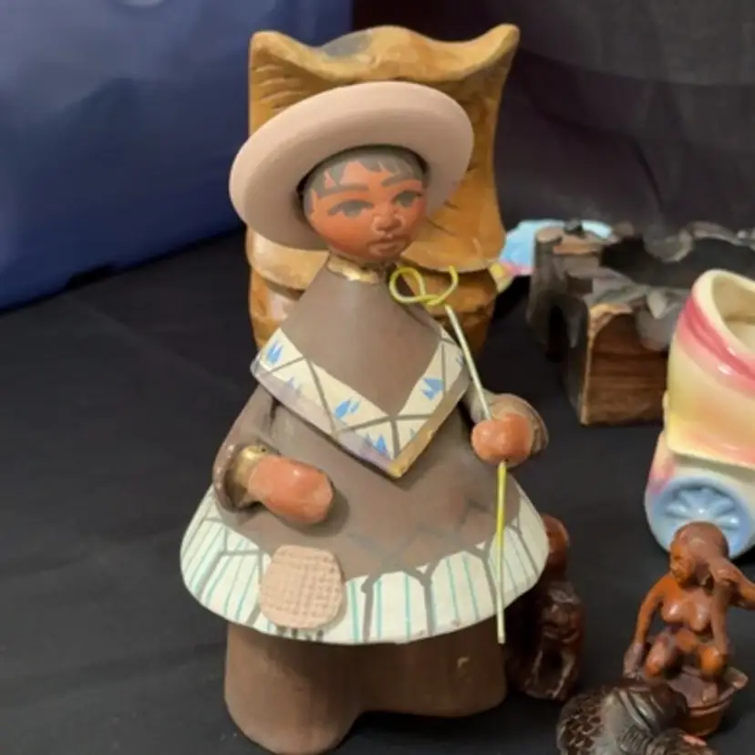 Mexican Pottery Shepherd Unmarked 6.5” Tall