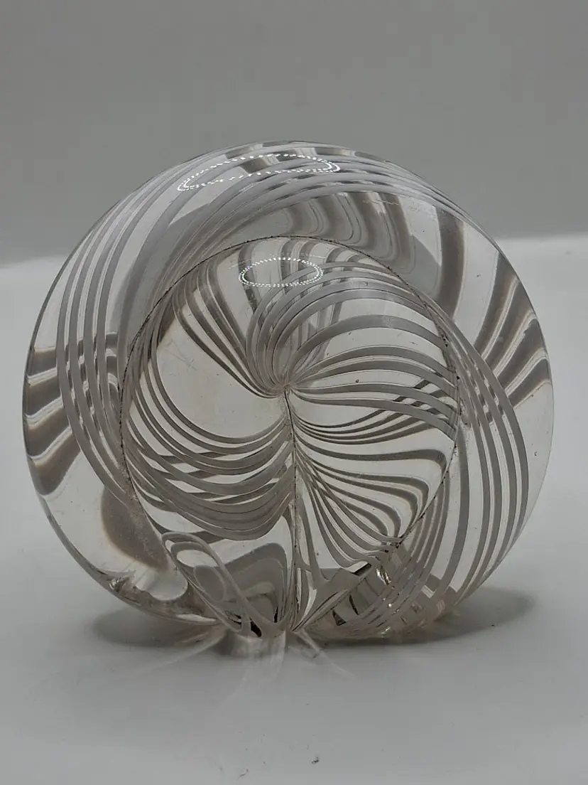 Knotted Ribbon Glass Paperweight By James Engebretson. Signed
