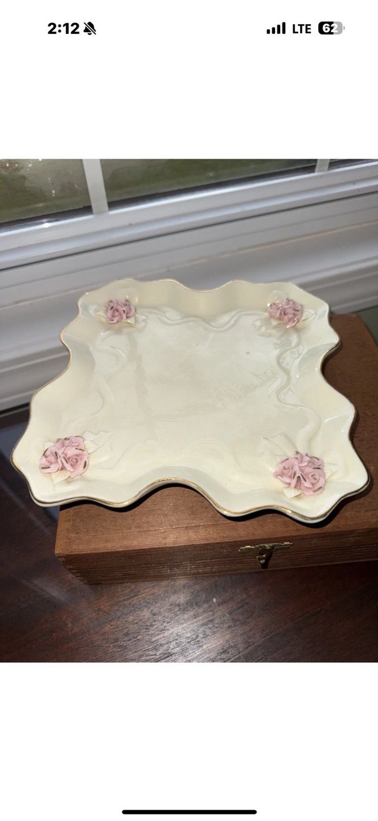 Vintage Cracker Barrel Porcelain Plate/tray Pink Roses Gold Trim English Cottage