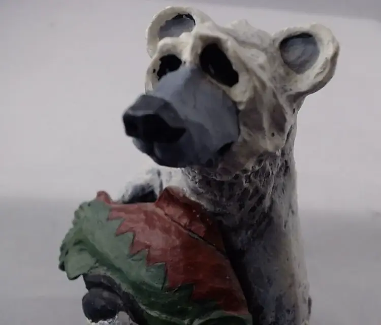 Polar Bear and Salmon ©2003 Rick J. Rowley Worldwide Resin Figurine 5.5"tall