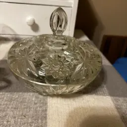 Vintage Star of David Crystal Glass Anchor Hocking Covered Candy Dish Bowl