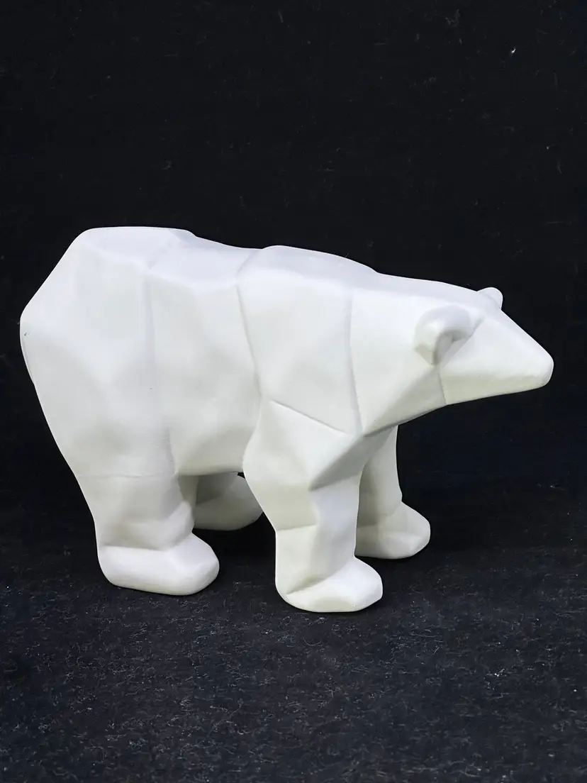 Mid 20th Century Cubist Ceramic Polar Bear Sculpture 4.75” Tall