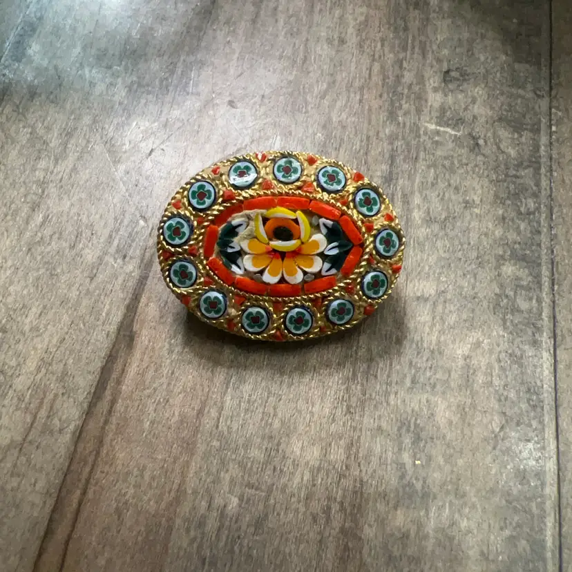 Vintage Italian micro-mosaic oval Brooch