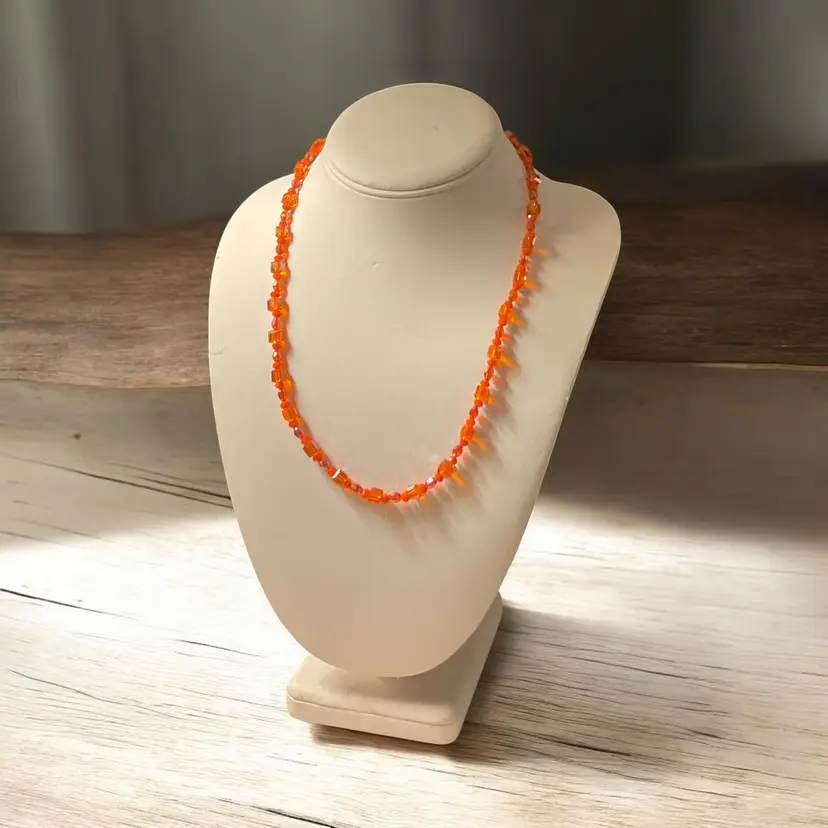 Vibrant Orange Beaded Necklace