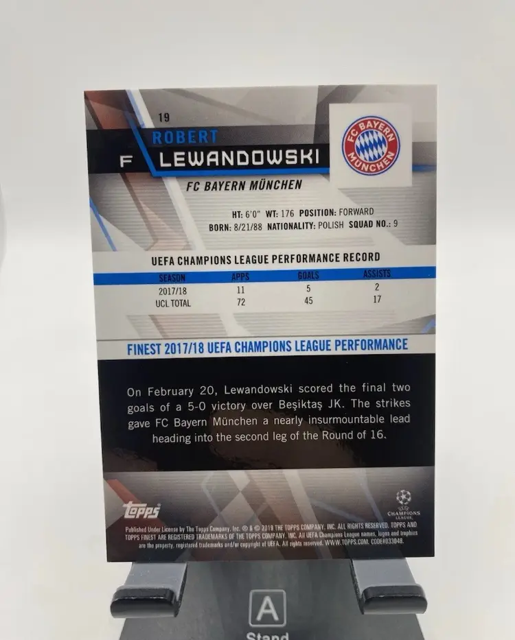 2018-19 Topps Finest UCL Blue Refractor /150 Robert Lewandowski #19