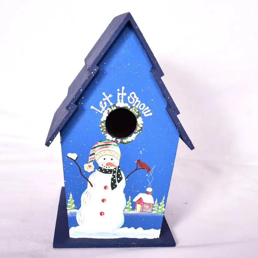 Let it Snow Birdhouse Snowman Christmas Holiday Household Decoration