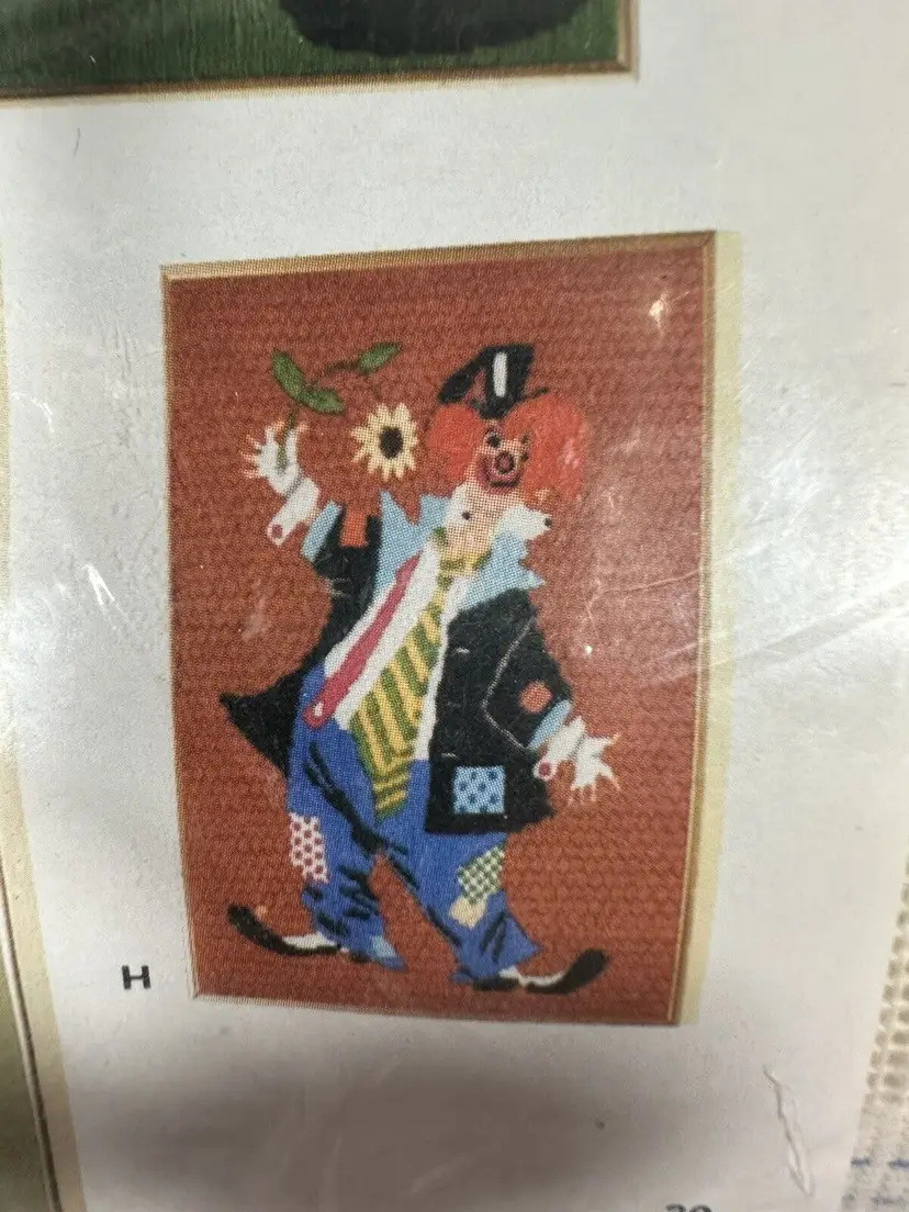 Hobo Circus Clown Vintage Long Stitch Needlepoint Kit Art-craft Concepts NEW 80s