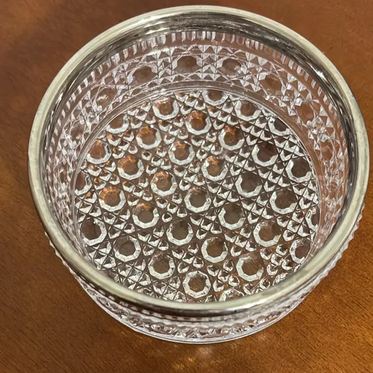 Cut Crystal Bowl With Silver Plate Rim