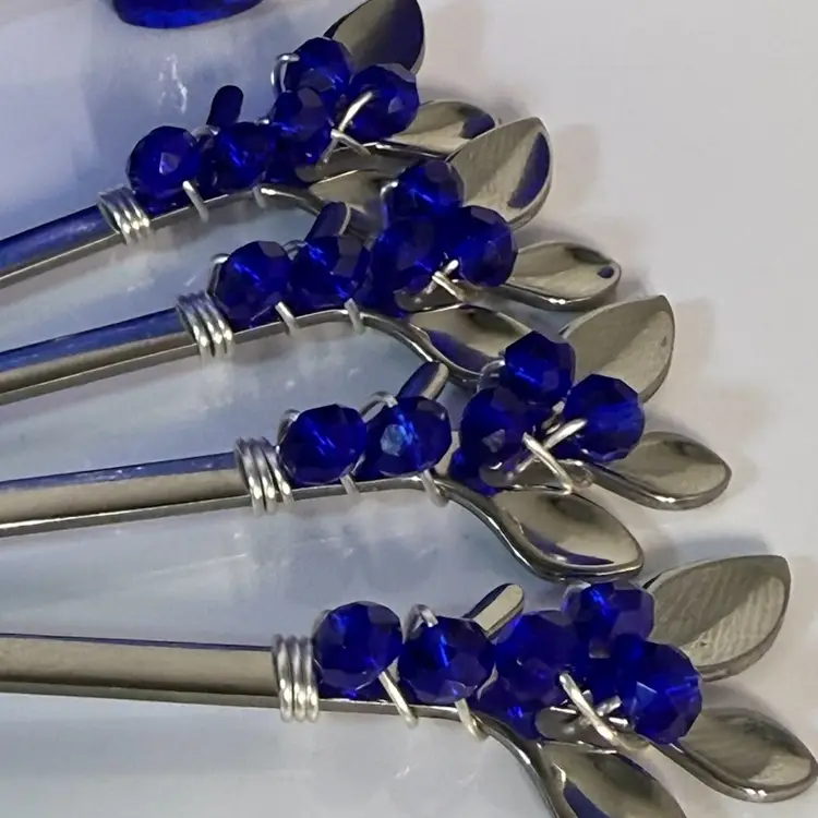 Set Of Spoons: Cobalt Blue Glass Beads Match Any Cobalt Serving Pieces