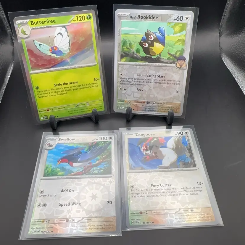 Pokémon Holo And Reverse Holo Lot Butterfree, Hop’s Rookidee, Swellow, Zangoose