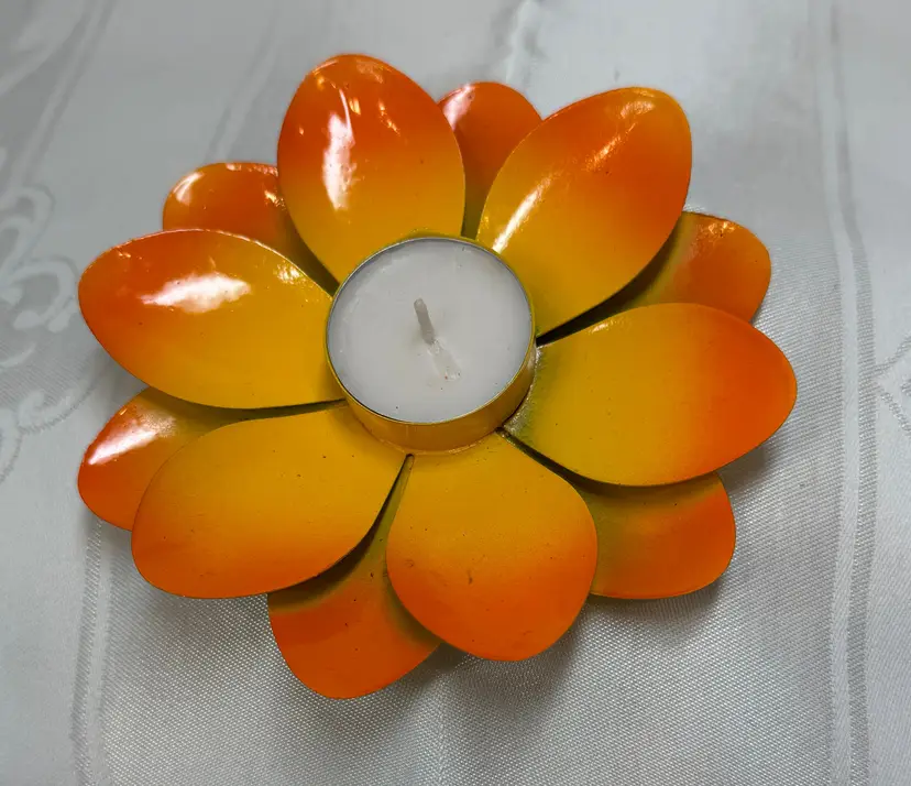 Yellow and Orange Flower Tea Light Holder