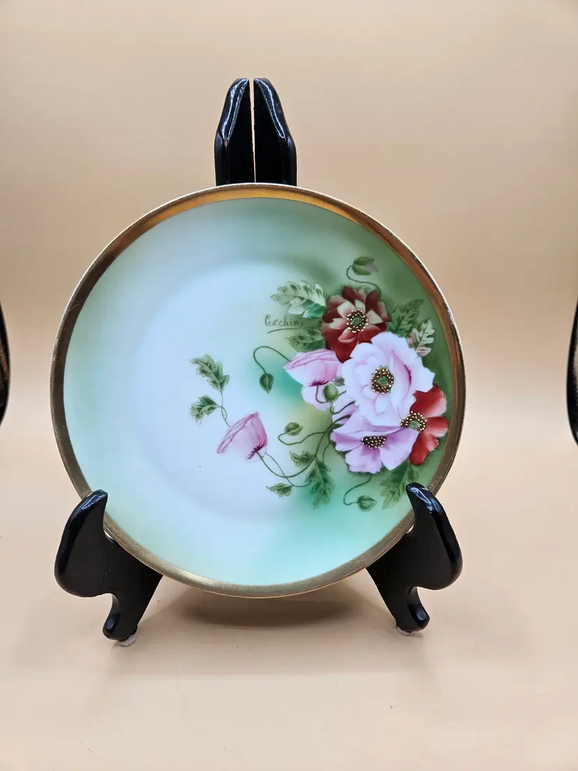 Pink & Red Poppy ROYAL MUNICH Z.S. & C Bavaria 7.75" Plate, Signed COCHIN