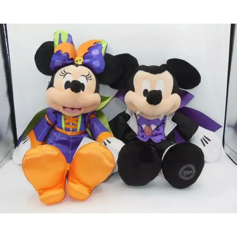 Disney Halloween Mickey Vampire and Minnie Bat / Spider Plush Set, 15"