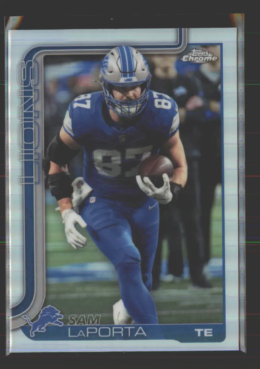 Sam Laporta 2025 Topps Chrome Refractor #100 - (142) - Detroit Lions