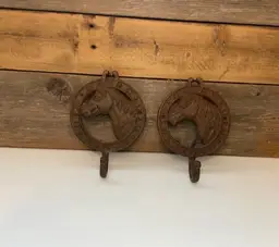 Vintage Cast Iron Horse Wall Hook Equestrian Farmhouse Rustic Western