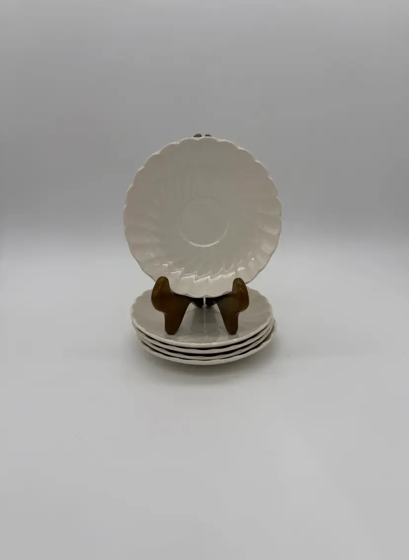 Myott Staffordshire England Olde Chelsea White Swirl 5.5” Teacup Saucer Set Of 5