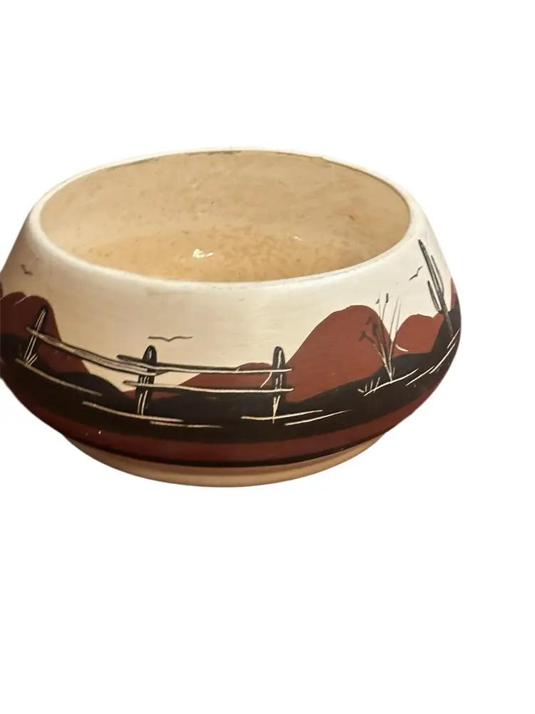 Juan Redeye Pottery Planter Native American Art Signed 1960’s