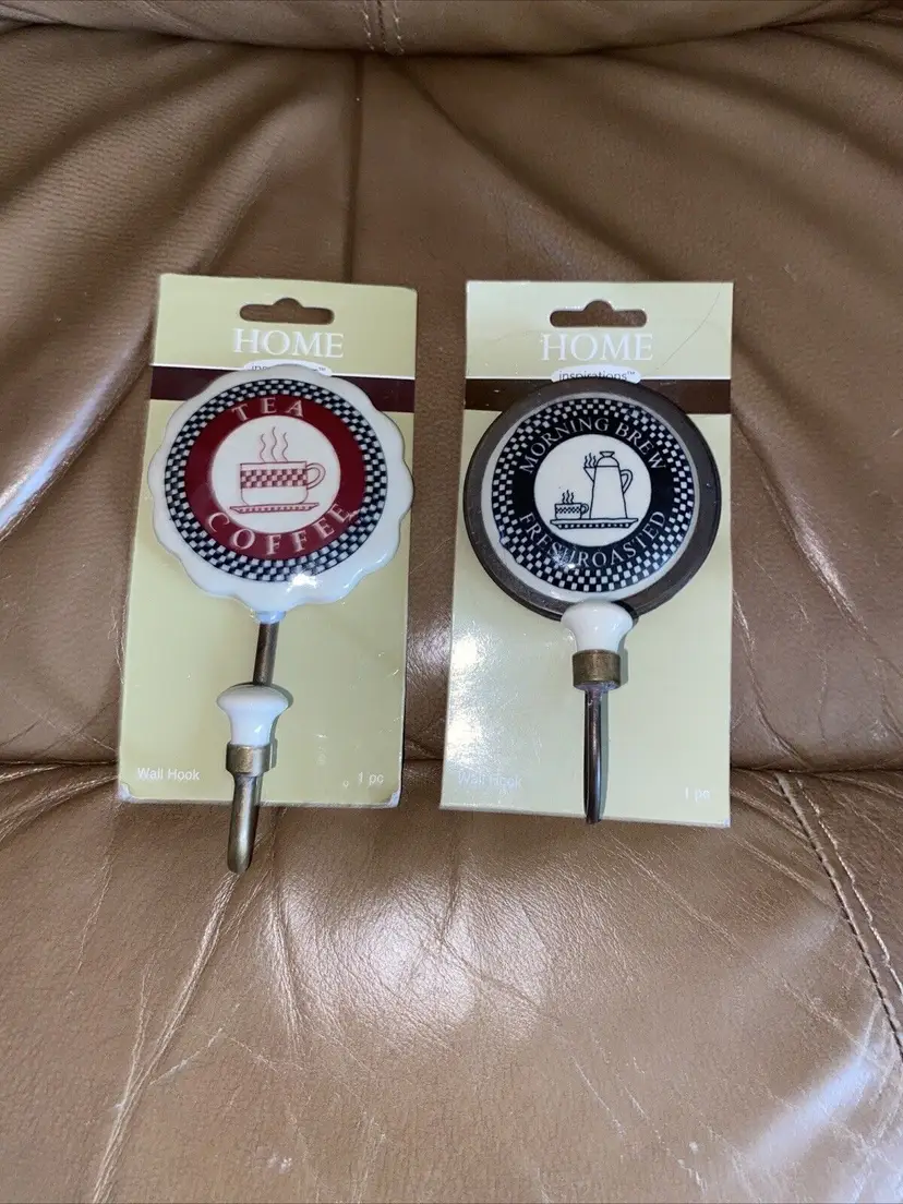 Home Inspirations Kitchen Wall Hook  Towel Cup Hanger Set Of 2 Coffee Tea Decor