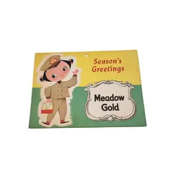 Meadow Gold 1956 Advertising Recipe Calendar Seasons Greetings Retro Art Recipes