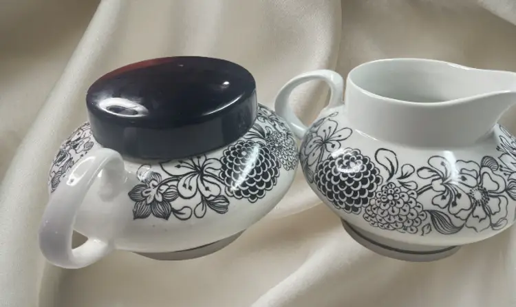Wildwood Staffordshire Hand Engraved Ironstone Creamer & Sugar Bowl