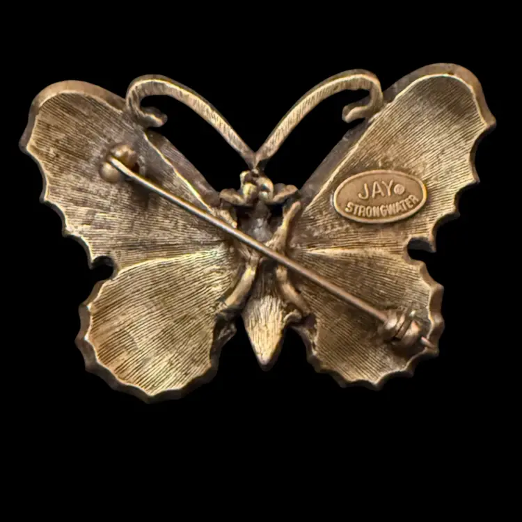 Jay Strongwater Rhinestone Butterfly Brooch 2.25”