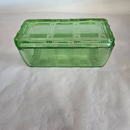 Vintage uranium hazel atlas criss cross refrigerator dish