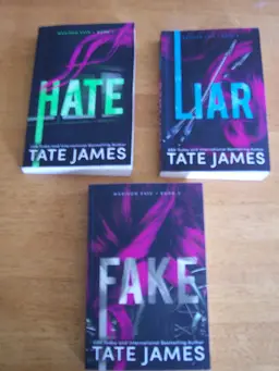 Soft Cover Book Lot of 3 Hate, Liar, Fake By Tate James 1st Editions NEW