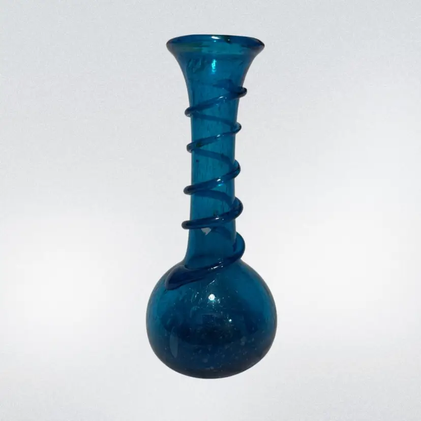 Blue Vase With Applied Swirl