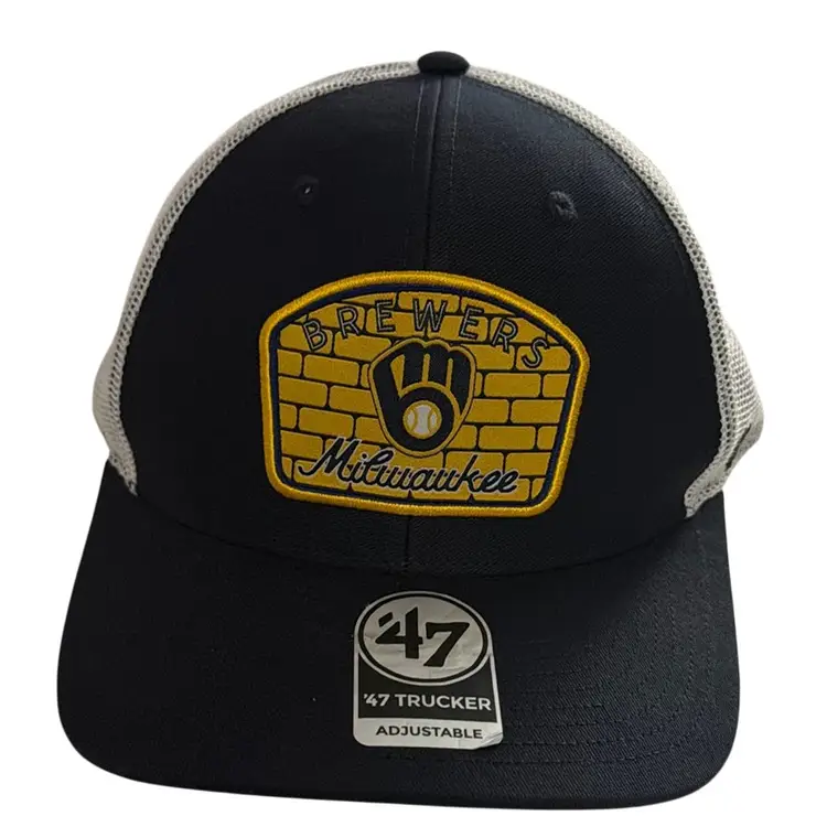 New-Milwaukee Brewers '47 Trucker Region Patch Adjustable Mesh Snapback Blue White
