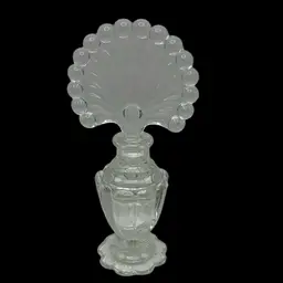 Vintage Art Deco Perfume Bottle With A Fan Shaped Stopper, 8-1/4” Tall x 4” Wide