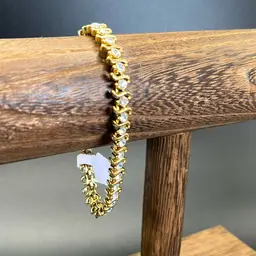 Gorgeous, Gold 24k Plated Bracelet “S” Shape, Swarovski Crystals 7” Long