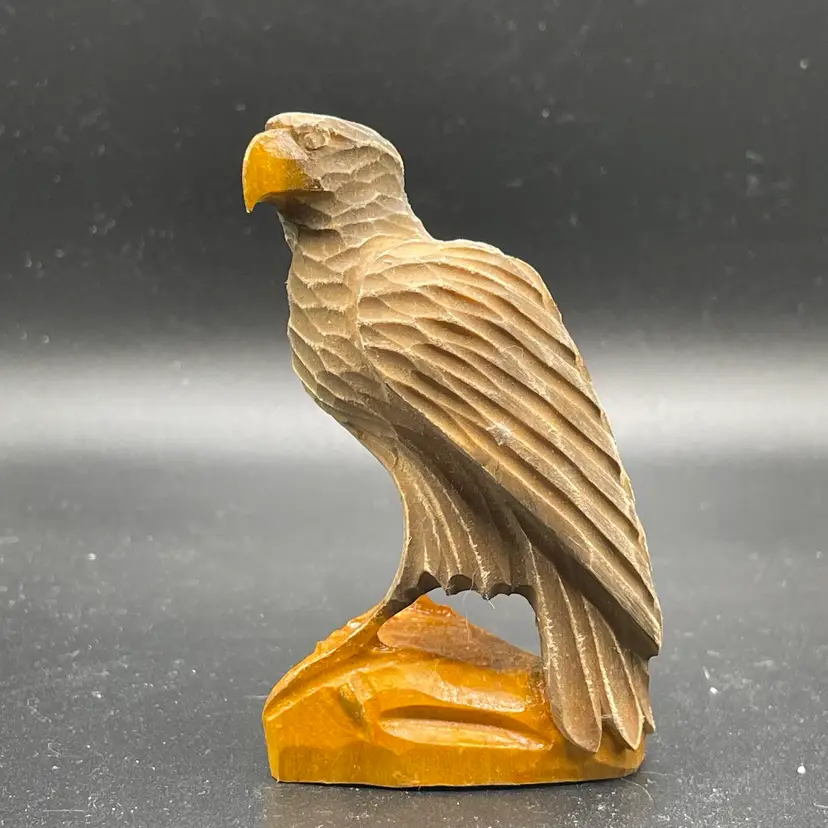 Hand Carved Wooden Eagle Bird Figurine Sculpture Handmade Home Decor
