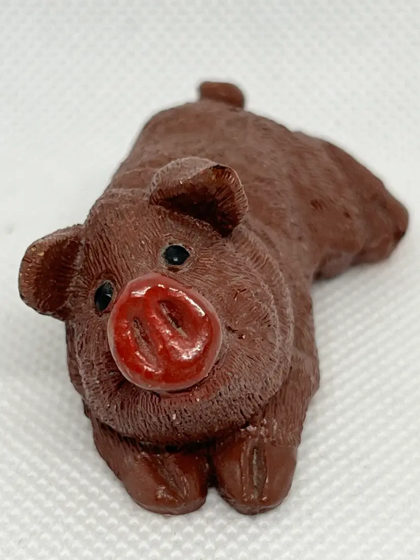 Don James Carved Resin Pig Signed