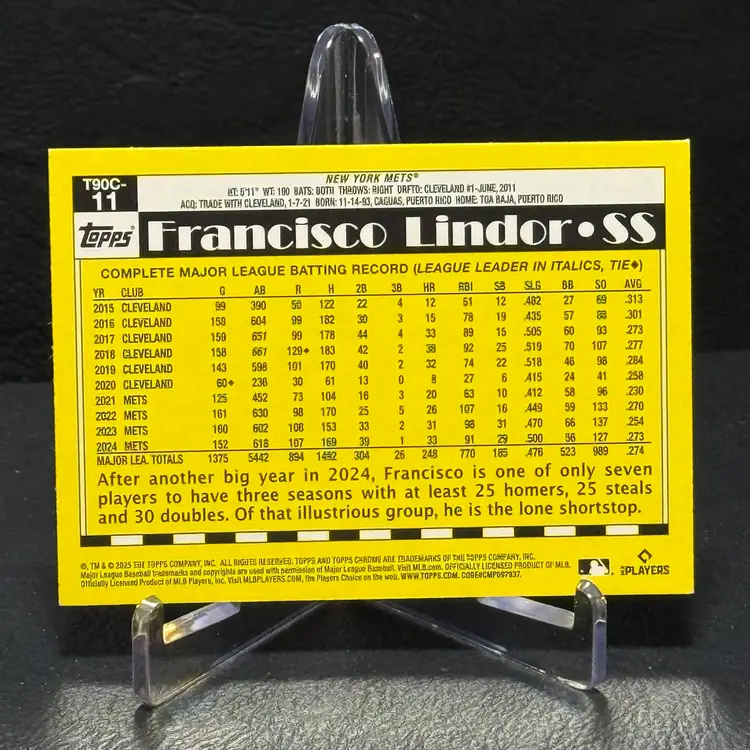 FRANCISCO LINDOR 2025 Topps #T90C-11 Silver Pack Mojo Refractor New York Mets