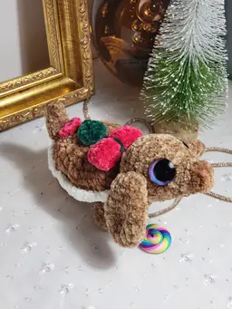 Handmade crochet Gingerbread pup