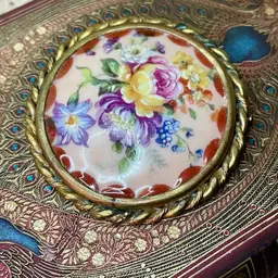Vintage Limoges France Hand Painted Porcelain Brooch