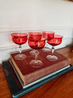 Vintage Cranberry Glass Coupes