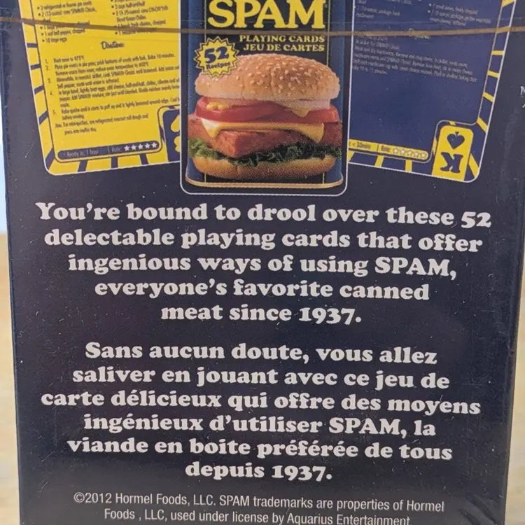 Spam Playing Cards With 52 Recipes New Sealed Rare Poker Playing Cards Cooking
