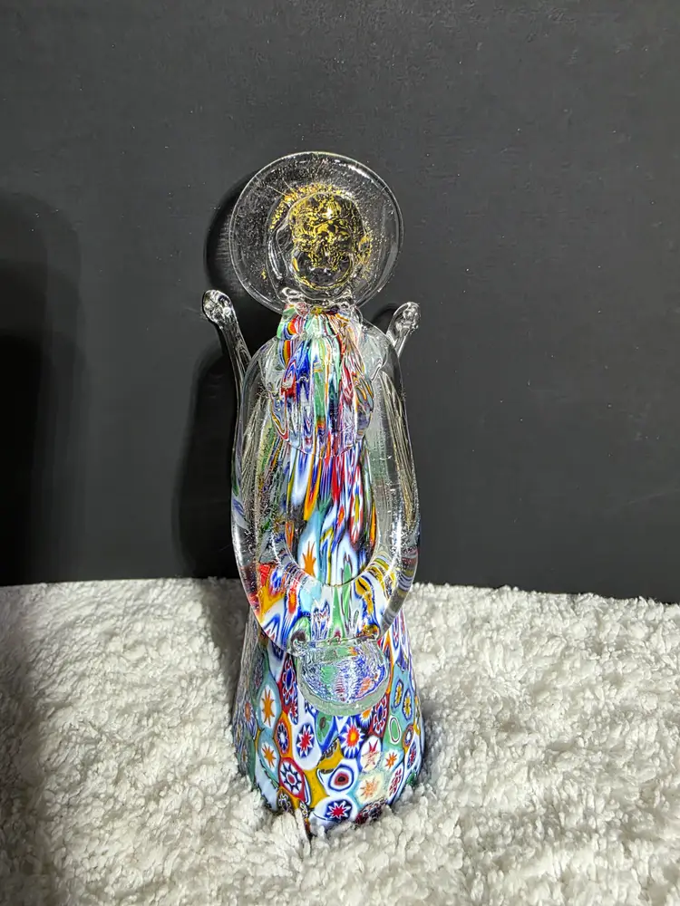 Vtg Heavenly Art Glass Angel Murano Millefiori Italian Figurine Gold Fleck