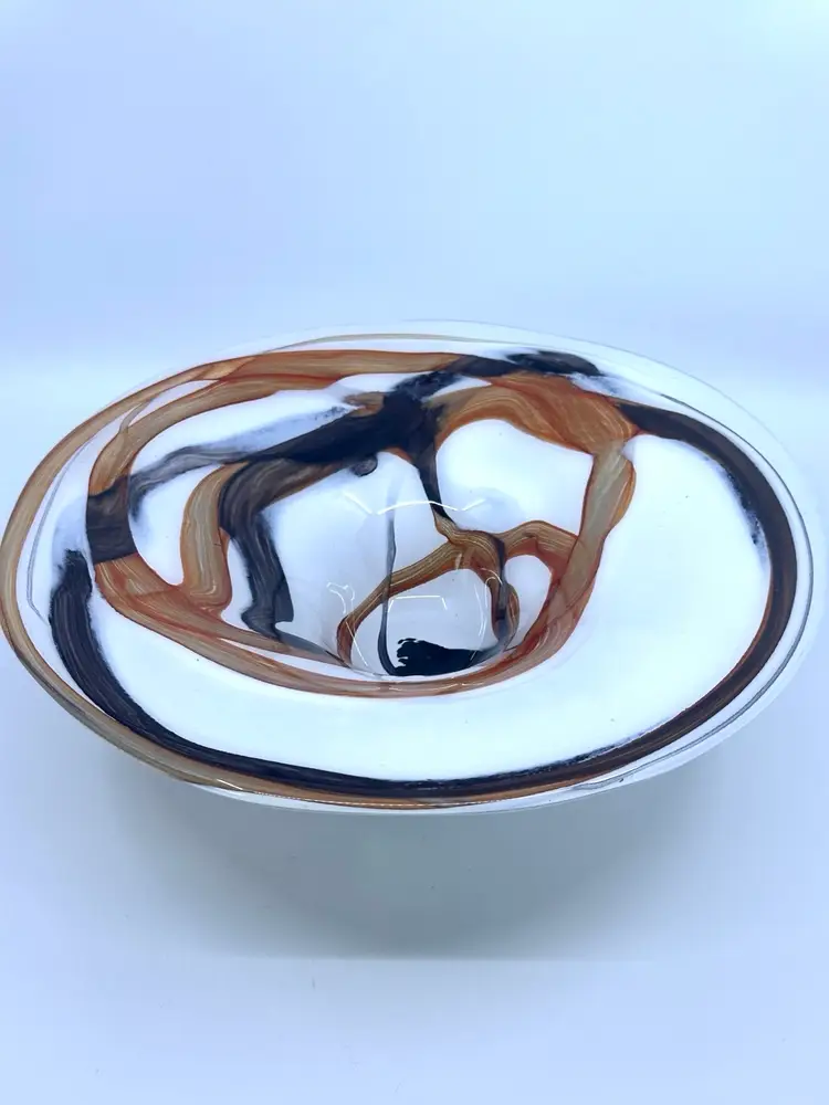 Gorgeous Kusak Sculptural Art Glass Centerpiece Signed by the Artist MCM Bowl